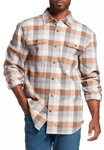 Loose Fit Heavyweight Flannel Long Sleeve Plaid Shirt